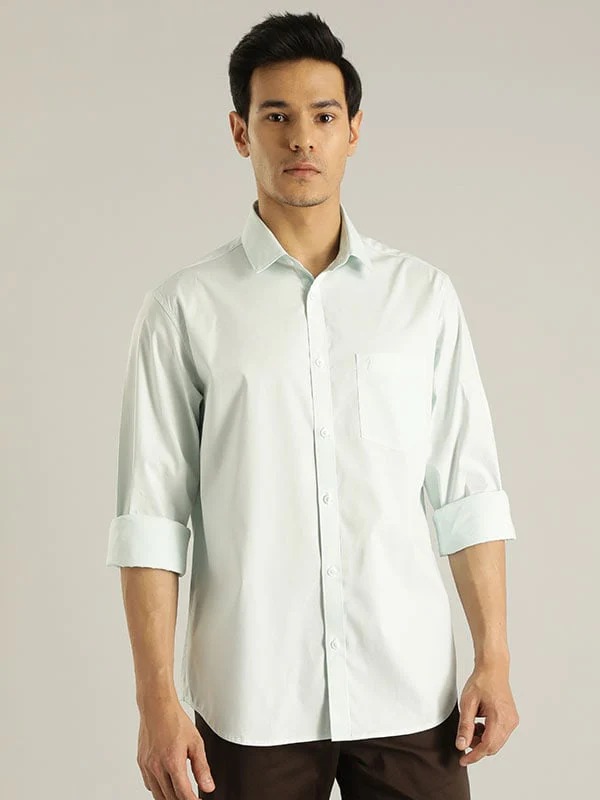 Indian Terrain Men Solid Green Shirt
